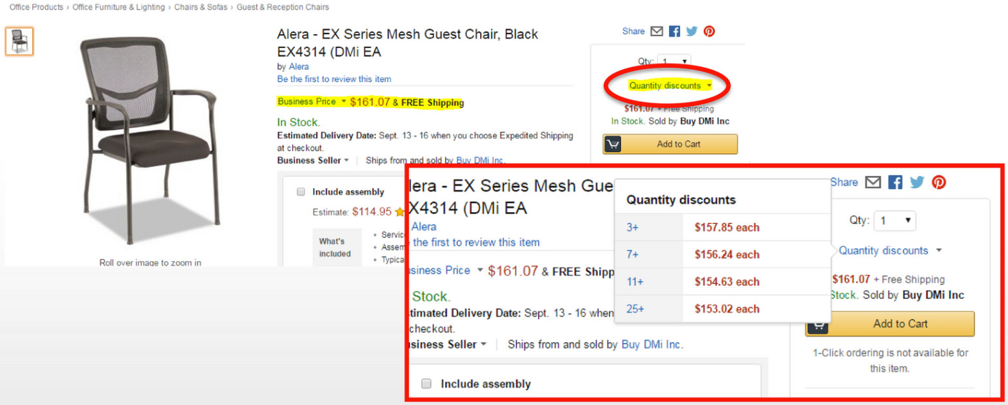 Amazon Quantity discounts